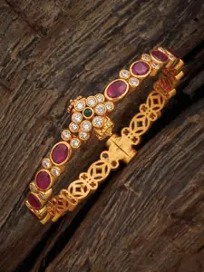 Kushal's Fashion Jewellery Embellished Bridal Gold-Plated 92.5 Silver Stone Studded Bangle