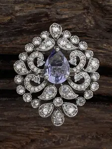 Kushal's Fashion Jewellery Rhodium Plated CZ Studded Ring