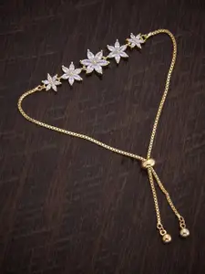 Kushal's Fashion Jewellery Cubic Zirconia Gold Plated Wraparound Bracelet