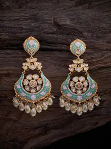 Kushal's Fashion Jewellery Contemporary Kundan Drop Earrings
