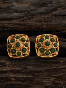 Kushal's Fashion Jewellery Embellished Bridal Gold Plated Silver Studs Earrings