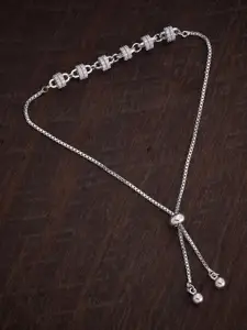 Kushal's Fashion Jewellery Rhodium-Plated Cubic Zirconia Studded Wraparound Bracelet