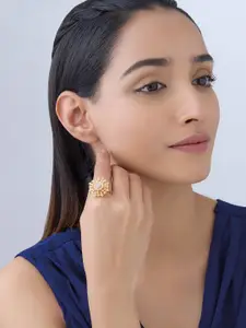 Kushal's Fashion Jewellery Gold-Plated Zircon-studded Finger Ring