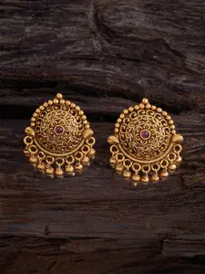 Kushal's Fashion Jewellery Gold-Plated Stones Studded Beads Beaded Circular Studs Earrings