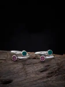 Kushal's Fashion Jewellery Set Of 2 Silver Rhodium Plated Toe Rings