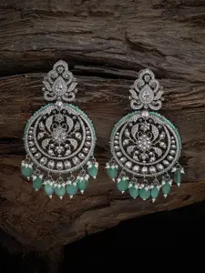 Kushal's Fashion Jewellery Rhodium-Plated Circular Drop Earrings