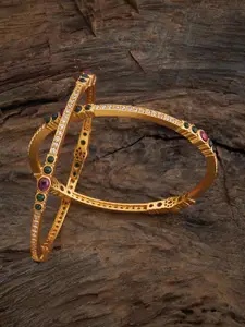 Kushal's Fashion Jewellery Embellished Bridal Set Of 2 Gold-Plated 92.5 Silver Bangles
