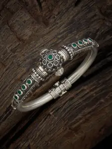 Kushal's Fashion Jewellery Women Rhodium-Plated Silver Oxidised Kada Bracelet