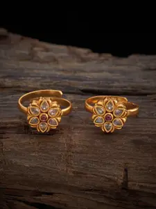 Kushal's Fashion Jewellery  Gold-Plated Stone-Studded Toe Rings