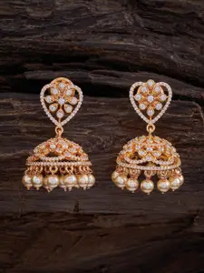 Kushal's Fashion Jewellery Gold-Plated Cubic Zirconia Studded Jhumkas