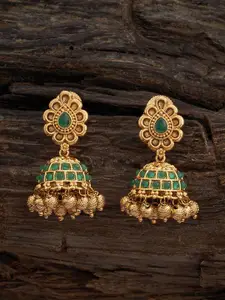 Kushal's Fashion Jewellery Gold-Plated Artificial Stones Studded Jhumkas