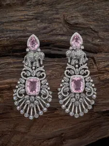 Kushal's Fashion Jewellery Rhodium-Plated Cubic Zirconia Studded Drop Earrings