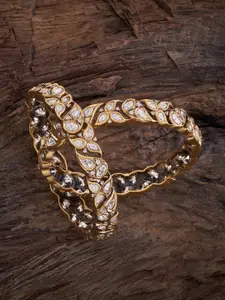 Kushal's Fashion Jewellery Embellished Bridal  Set Of 2 Kundan-Studded Bangles