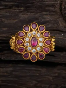 Kushal's Fashion Jewellery Gold-Plated Stone Studded Finger Ring