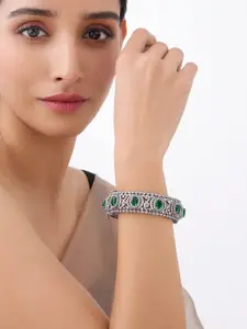 Kushal's Fashion Jewellery Rhodium-Plated CZ Studded Bangle