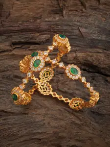 Kushal's Fashion Jewellery Embellished Bridal Set Of 2 92.5 Silver Stone Bangles