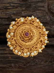 Kushal's Fashion Jewellery Gold-Plated Stone Studded Finger Ring