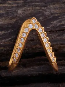 Kushal's Fashion Jewellery 92.5 Pure Silver Gold Plated Stones Studded Ring