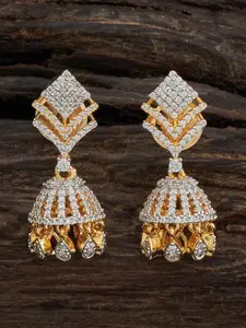 Kushal's Fashion Jewellery Rhodium-Plated Dome Shaped Jhumkas