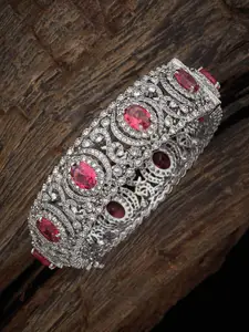 Kushal's Fashion Jewellery Rhodium-Plated Cubic Zirconia-Studded Bangle