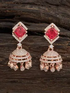 Kushal's Fashion Jewellery Embellished Bridal Rose Gold-Plated Dome Shaped Jhumkas