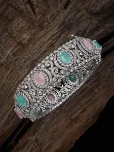 Kushal's Fashion Jewellery Rhodium-Plated Cubic Zirconia-Studded Bangle
