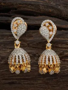 Kushal's Fashion Jewellery Rhodium-Plated Dome Shaped Jhumkas