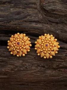 Kushal's Fashion Jewellery Embellished Bridal 92.5 Silver Gold-Plated Studs Earrings