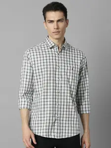 Louis Philippe Sport Spread Collar Slim Fit Cotton Checked Opaque Casual Shirt
