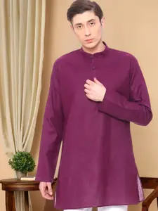 TATTVA Men Purple Solid Straight Kurta