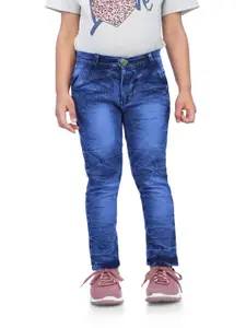 BAESD Girls Slim Fit High-Rise Whiskers and Chevrons Jeans