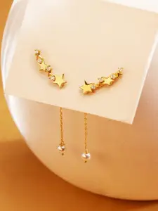 March by FableStreet Gold-Plated Star Shaped Drop Earrings