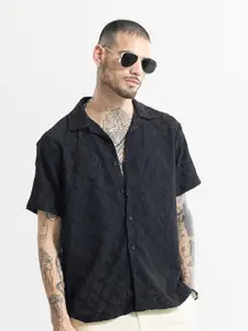 Snitch Classic Fit Textured Short Sleeves Boxy Shirt