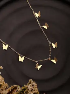 Jazz and Sizzle Gold-Plated Butterfly Shaped Necklace