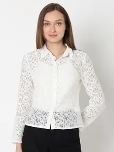 Vero Moda Floral Opaque Spread Collar Casual Shirt