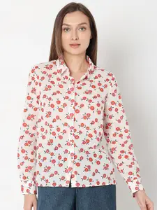 Vero Moda Floral Opaque Printed Spread Collar Casual Shirt