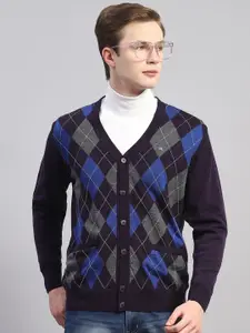 Monte Carlo Argyle Printed Long Sleeves Woollen Cardigan