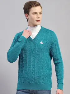 Monte Carlo Cable Knit Self Design Woollen Pullover Sweater