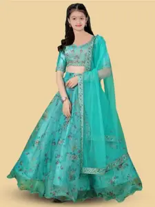 BAESD Girls Printed Semi-Stitched Lehenga & Unstitched Blouse With Dupatta