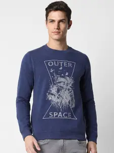 PETER ENGLAND UNIVERSITY Graphic Printed Round Neck Long Sleeves Pullover Sweatshirt