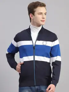 Monte Carlo Striped Stand Collar Cardigan Sweater