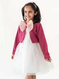 A Little Fable Girls Bow Detailed Crop Open Front Shrug