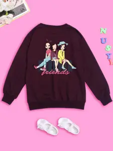 BAESD Girls Friends Forever Printed Fleece Pullover Oversized Sweatshirt