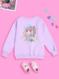 BAESD Girls Graphic Printed Fleece Oversized Sweatshirt