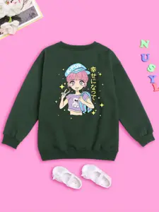 BAESD Girls Graphic Printed Fleece Oversized Sweatshirt