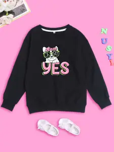 BAESD Girls Dog Printed Fleece Pullover Oversized Sweatshirt