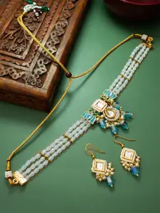 aadita Stone-Studded & Beaded Necklace And Earrings