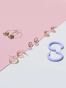 SALTY Set Of 5 Geometric Shaped Hoop Earrings