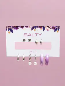 SALTY Set Of 5 Contemporary Hoop Earrings