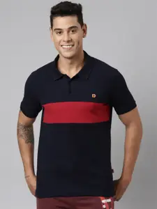 DIXCY SCOTT Colourblocked Polo Collar Cotton T-shirt